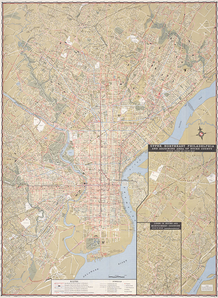 SEPTA Street and Transit Map of Philadelphia, 1971, Map