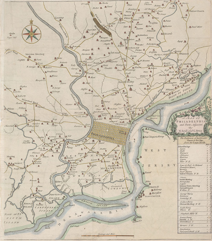 Map of Philadelphia and Parts Adjacent, 1753, Map