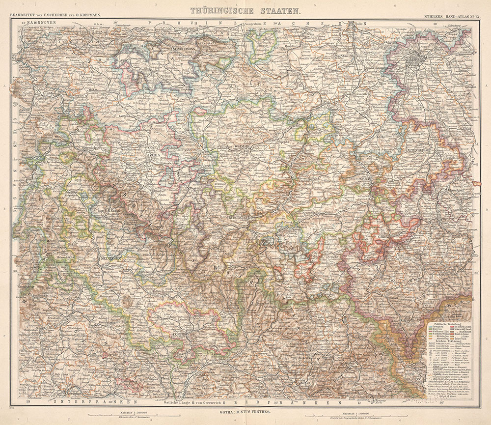 Stielers Hand-Atlas, Thuringische Staaten, No. 13