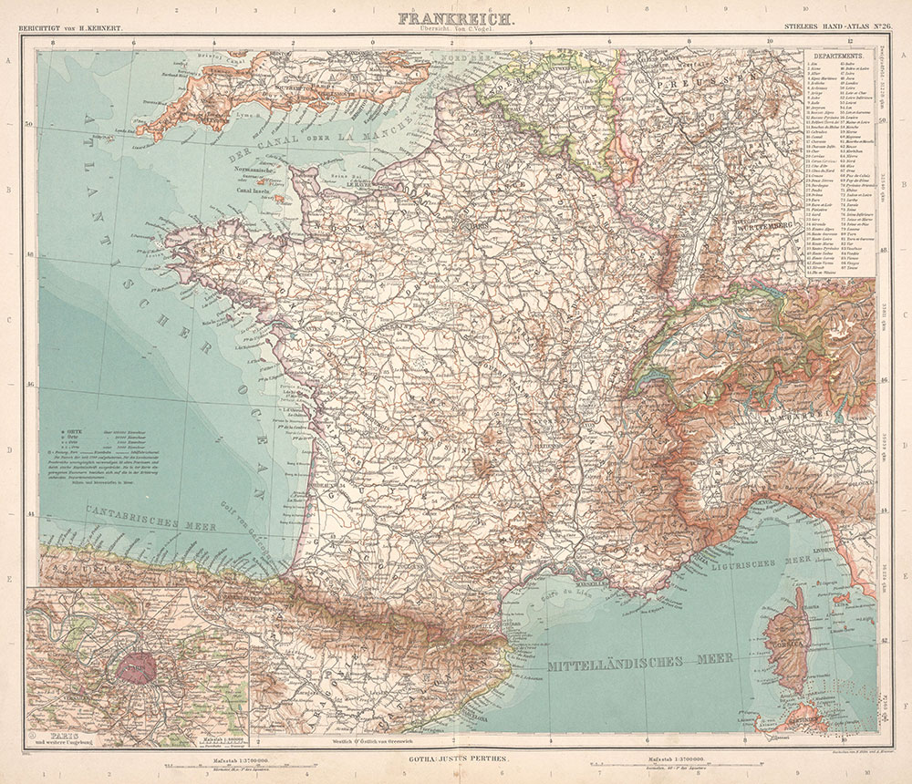 Stielers Hand-Atlas, Frankreich, No. 26