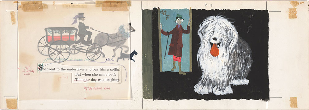 Final art for Old Mother Hubbard and Her Dog, pages 12 and 13