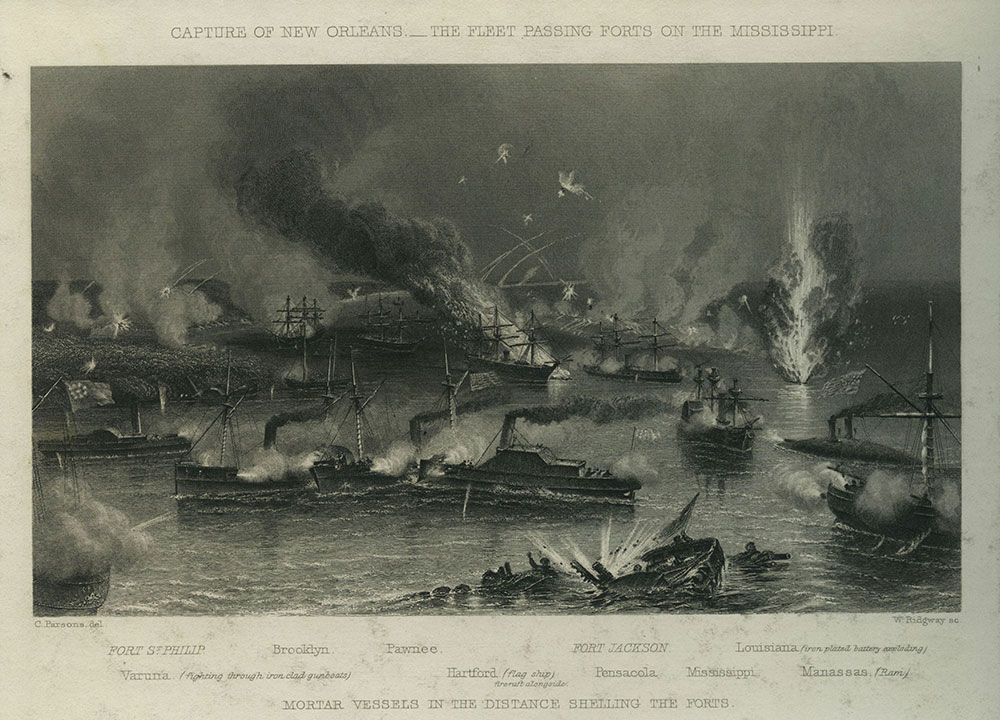 Capture of New Orleans : The Fleet Passing Forts on the Mississippi