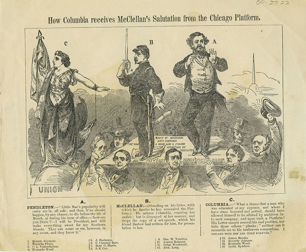 How Columbia receives McClellan's Salutation from the Chicago Platform