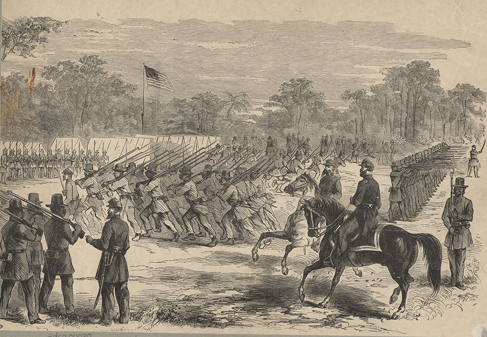 Dress Parade and Review of the First Regiment, S.C. (Colored) Volunteers at Hilton Head, S.C., under Colonel Fessenden, U.S.A., June 25th, 1862
