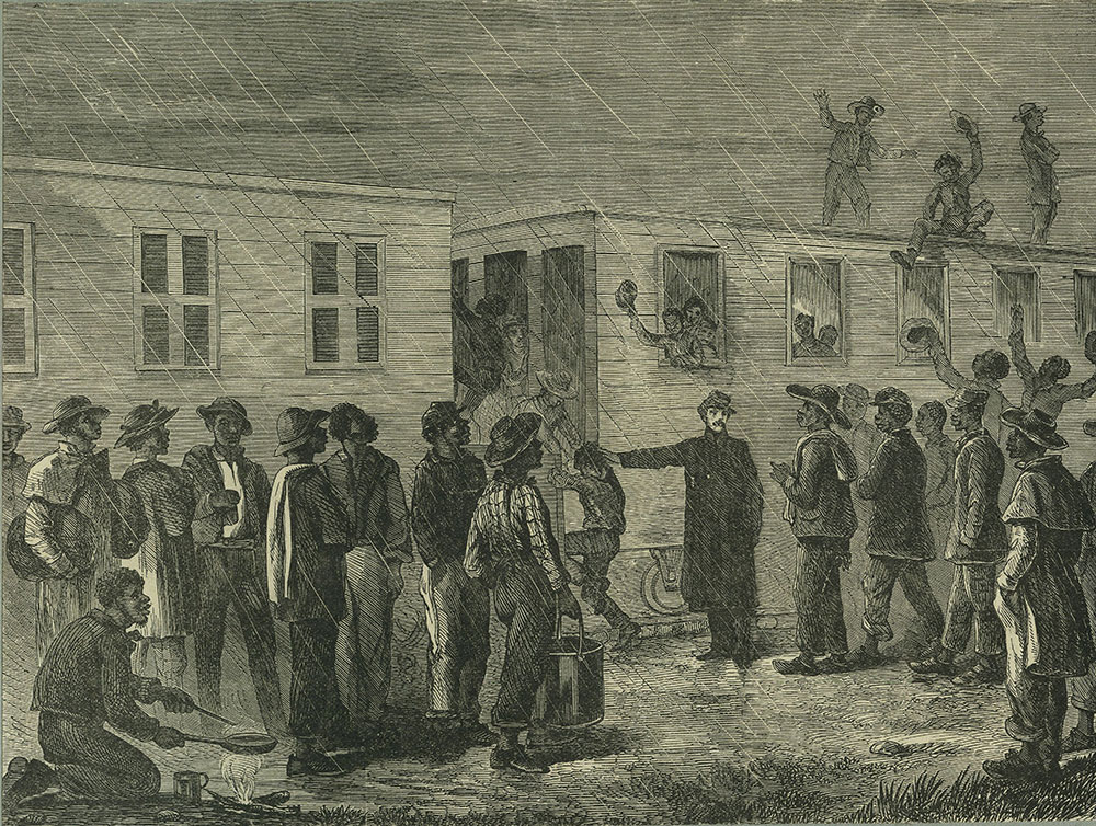 African American recruits taking the cars for Murfreesboro, Tennessee to join the Federal Army