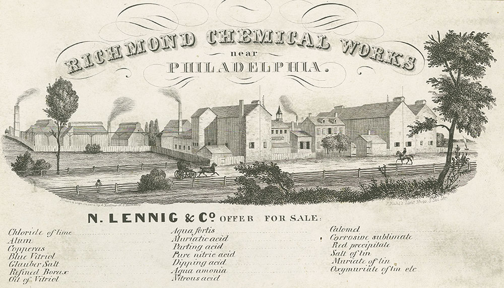 Richmond Chemical Works near Philadelphia. [graphic] : N. Lennig & Co. Offer for sale / Drawn engr. on stone by A. Kollner No. 6 Bank Alley.