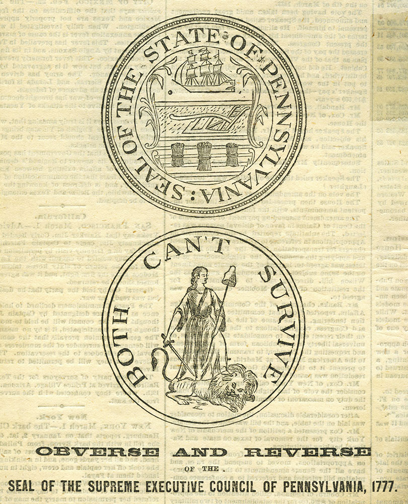 Seal of the Supreme Executive Council of Pennsylvania, 1777.