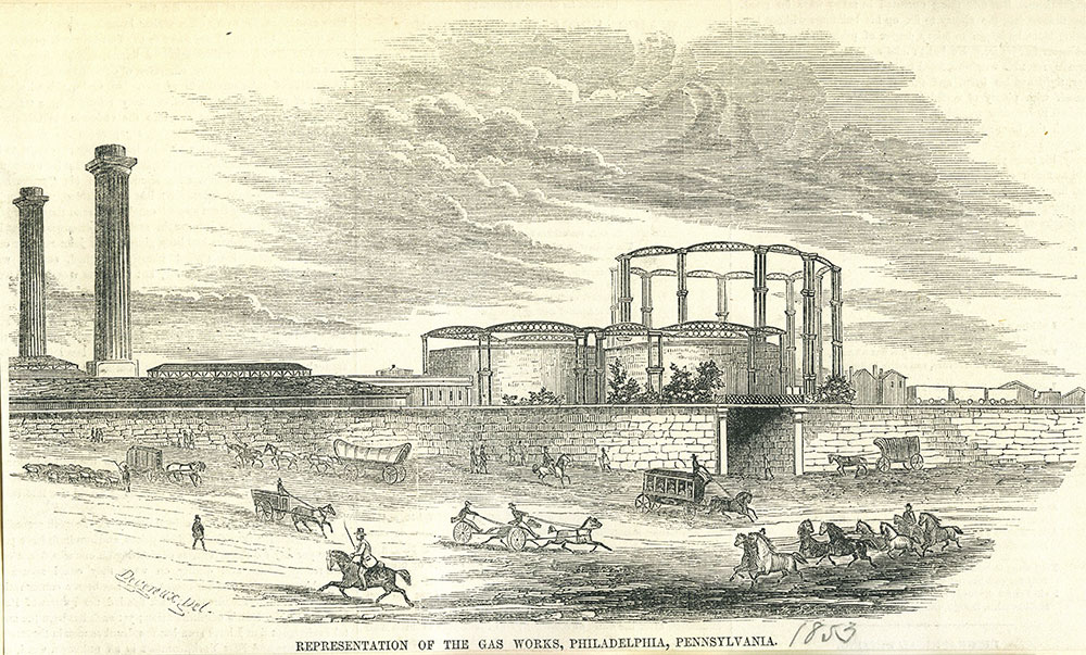 Representation of the Gas Works, Philadelphia, Pennsylvania.