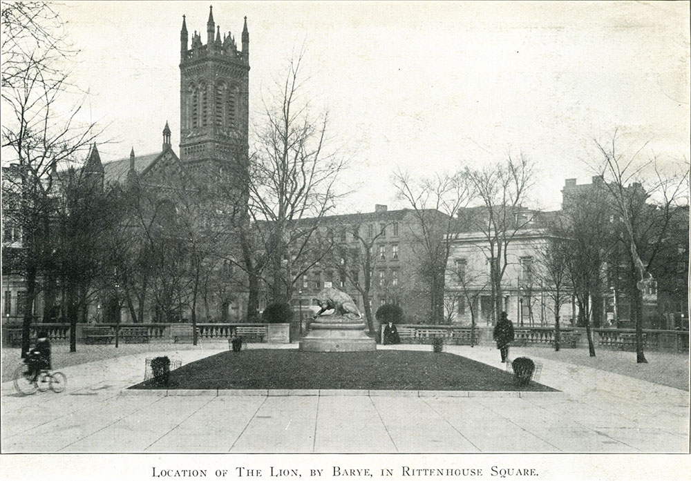 Location of The Lion, by Barye, in Rittenhouse Square.