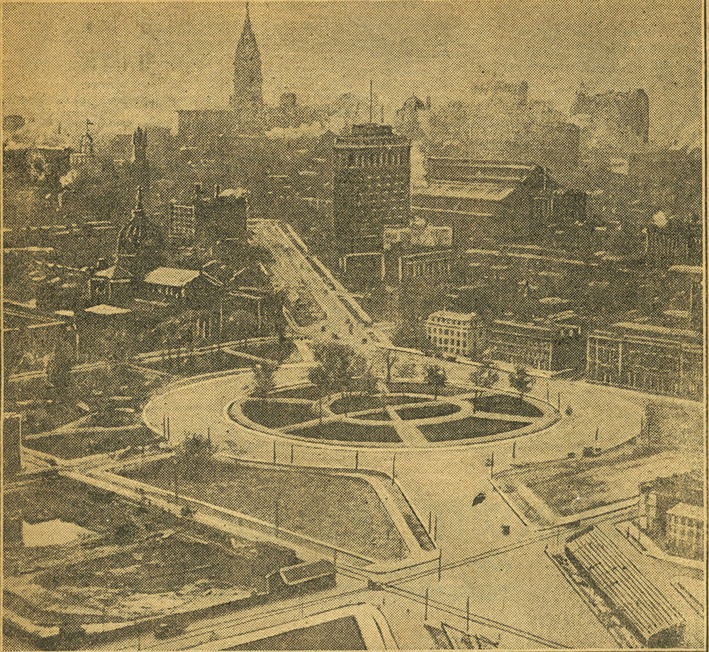 Glimpse of Philadelphia from a captive balloon.