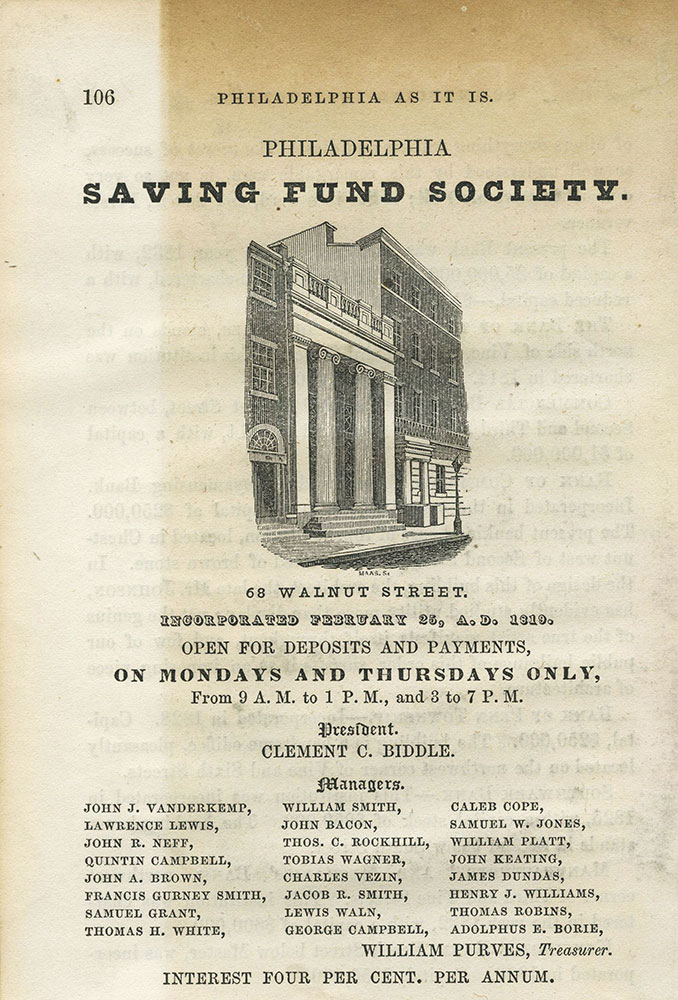 Philadelphia Saving Fund Society.
