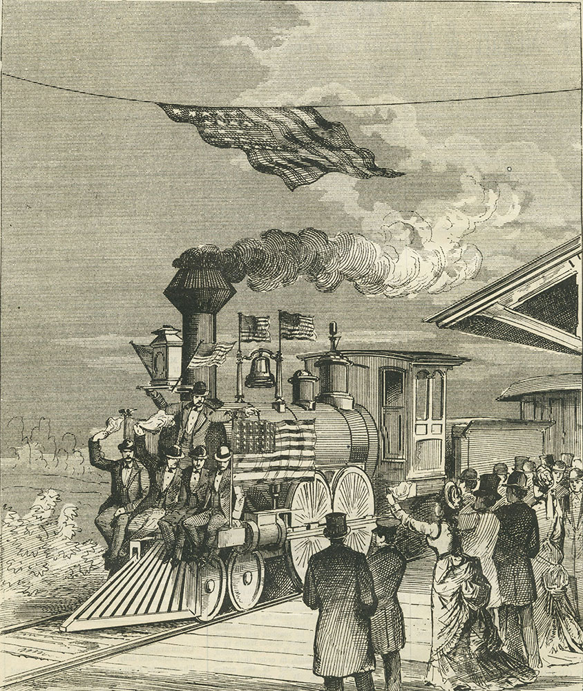 Arrival at Philadelphia of the first through train of the New York & Philadelphia Railroad