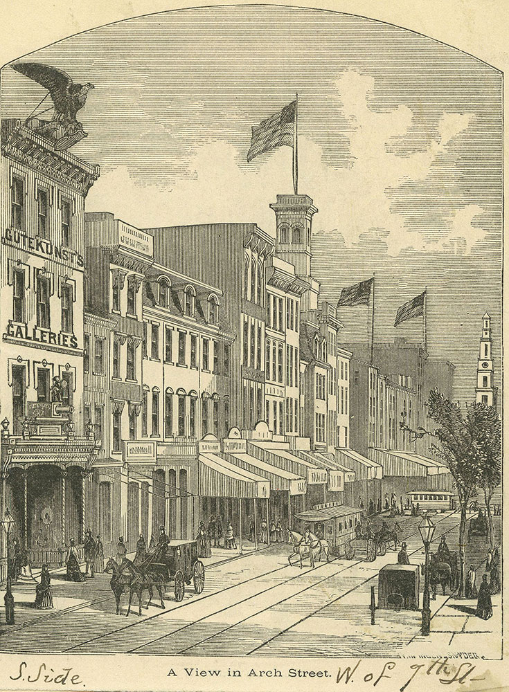 A View in Arch Street. [graphic] S. Side W. of 7th St.