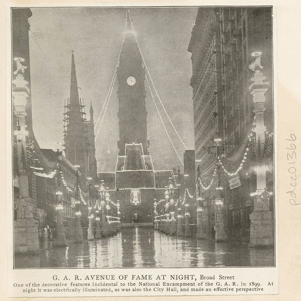 Broad Street, G. A. R. Avenue of Fame at Night.