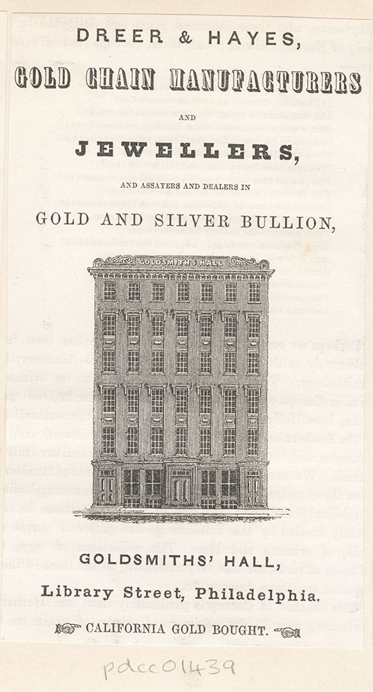 Goldsmith's Hall. Dreer & Hayes, gold chain manufacturers and jewellers [graphic]