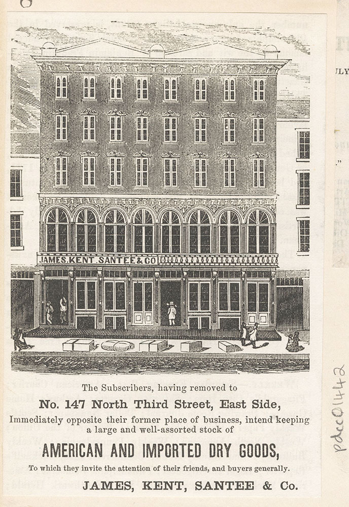 James, Kent, Santee & Co. No. 147 North Third Street, East Side,  American and imported dry goods [graphic]