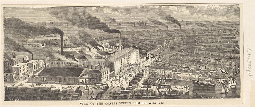 View of the Coates Street Lumber Wharves [graphic]