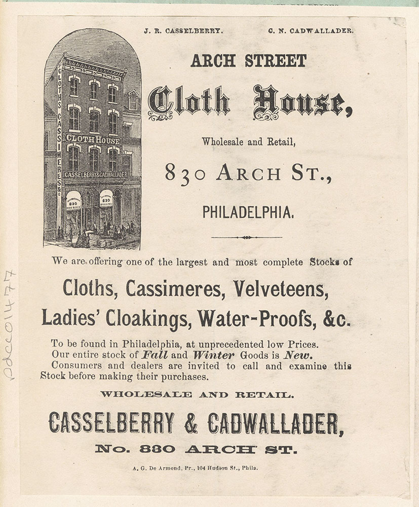 Arch Street Cloth House - Casselberry & Cadwallader [graphic]