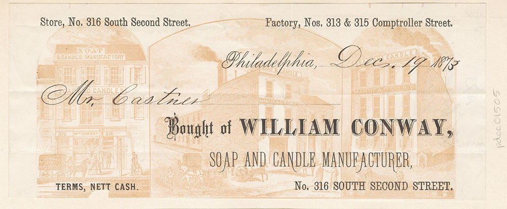 William Conway, soap and candle manufacturer. Billhead. [graphic]