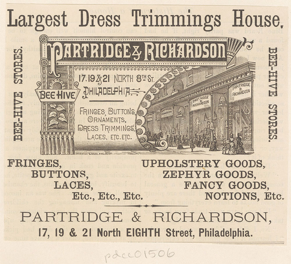 Partridge & Richardson, dress trimmings, buttons, laces etc. [graphic]
