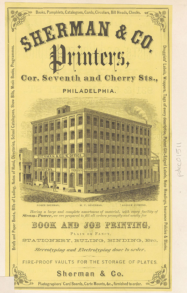 Sherman & Co. Printers, Cor. Seventh and Cherry Sts. [graphic]