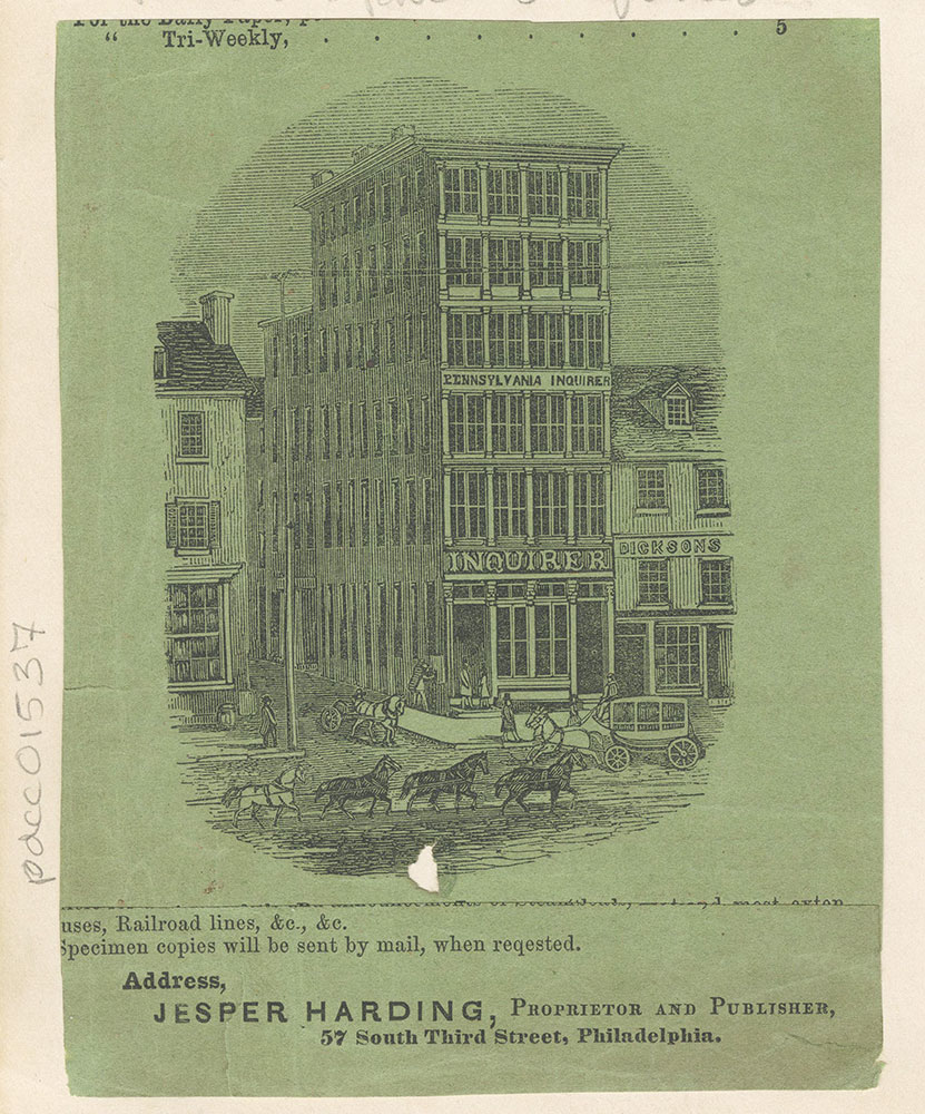 Pennsylvania Inquirer. Jesper Harding, proprietor and publisher. 57 South Third Street. [graphic]