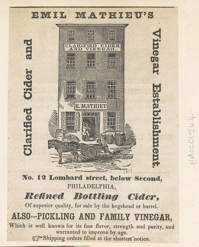 Emil Mathieu's clarified cider and vinegar, No. 12 Lombard Street [graphic]
