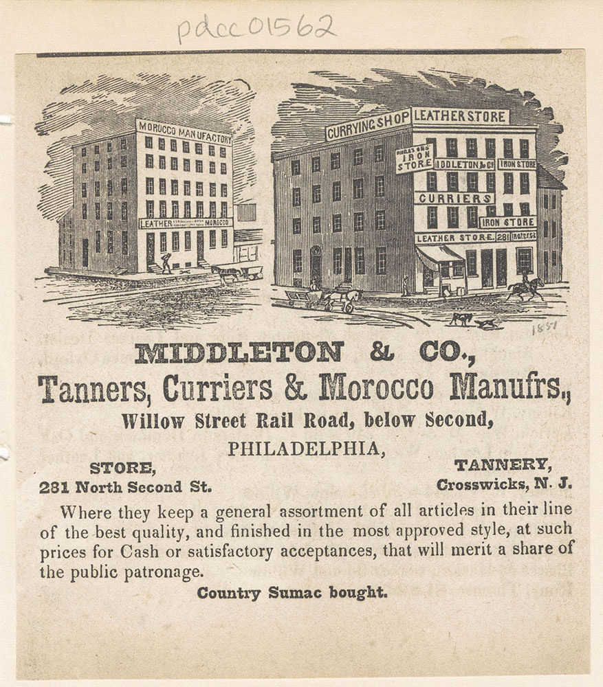 Middleton & Co., Tanners, Curriers & Morocco Manufrs., Willow Street Rail Road, below Second [graphic]