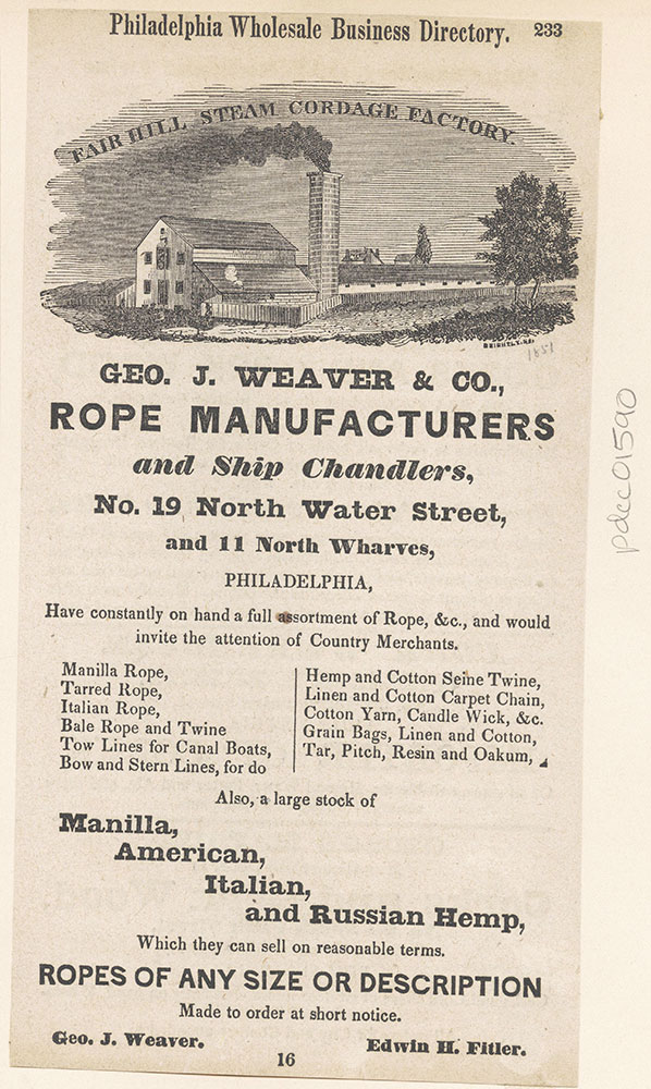 George J. Weaver & Co., Rope Manufacturers and Ship Chandlers