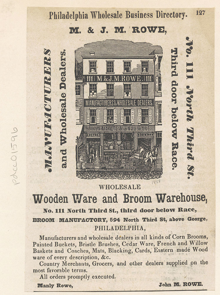 M. & J. M. Rowe. Wooden Ware and Broom Warehouse.