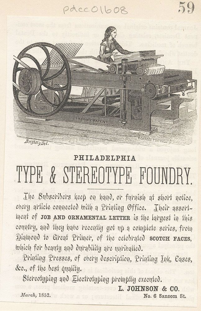 Philadelphia Type & Stereotype Foundry - L. Johnson & Co.