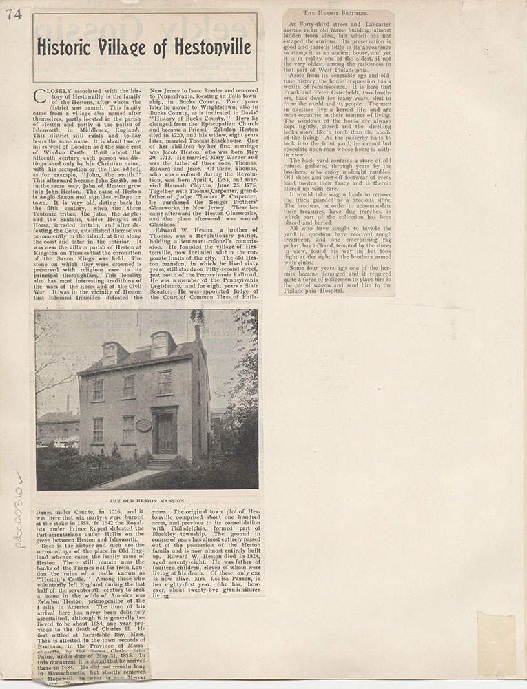 Castner Scrapbook v.4, Old Houses 1, page 74