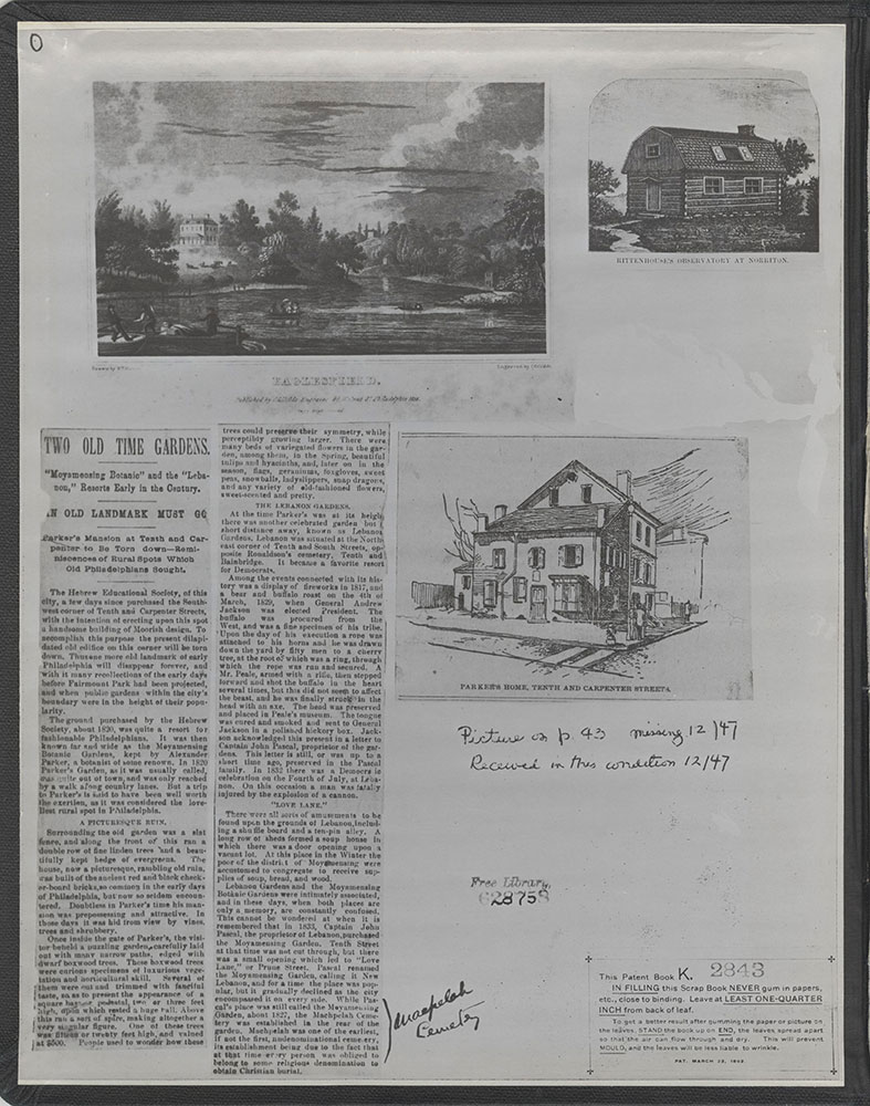 Castner Scrapbook v.5, Old Houses 2, page 0 (inside front cover)