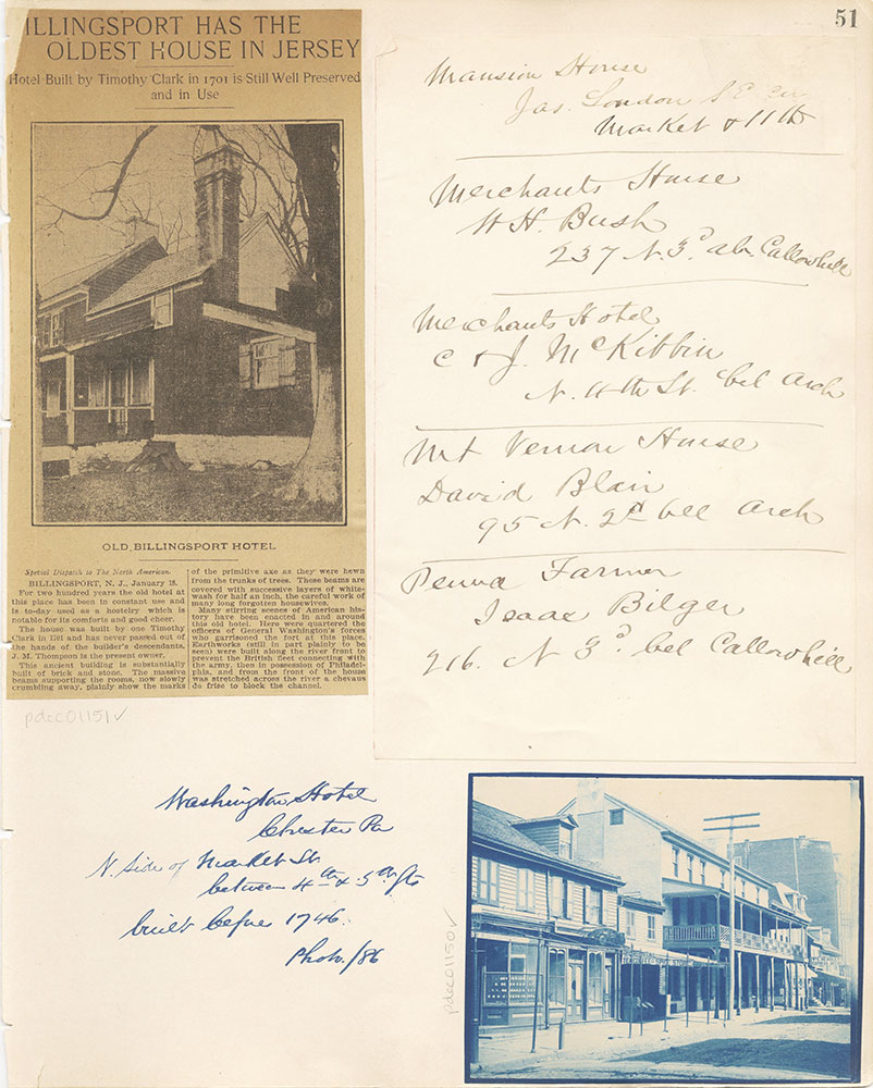 Castner Scrapbook v. 11, Hotels, Inns, page 51