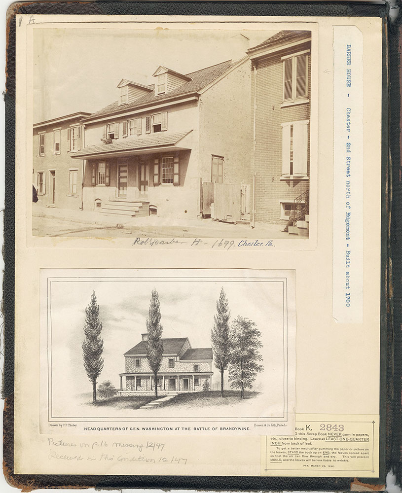 Castner Scrapbook v.25, Old Houses 3, page 1a (inside front cover)