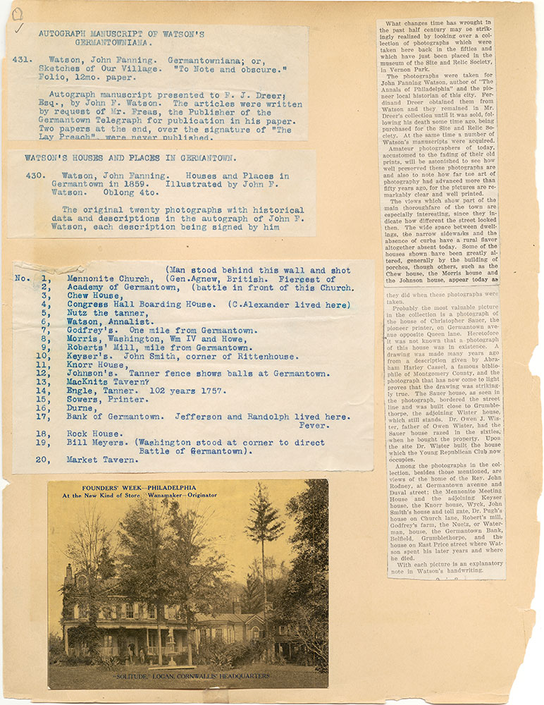 Castner Scrapbook v.39, Germantown 3, page 0