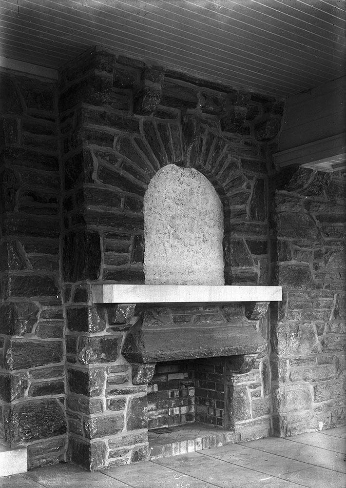 Residence on Mill Creek Road, House A, Detail of Fireplace on Porch