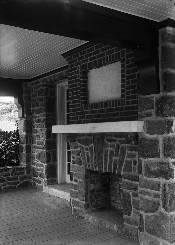 Residence on Mill Creek Road, House B, Detail of Fireplace on Porch