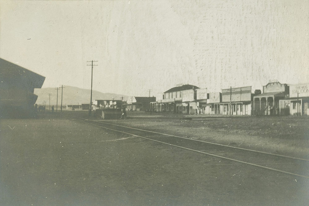 Railroad tracks through town