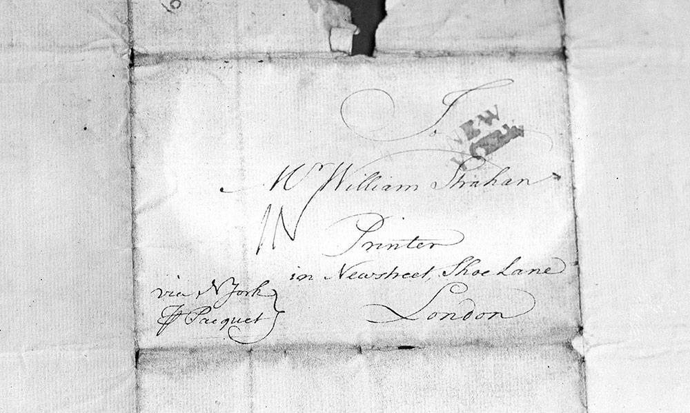 Address and letter written by Benjamin Franklin to a friend