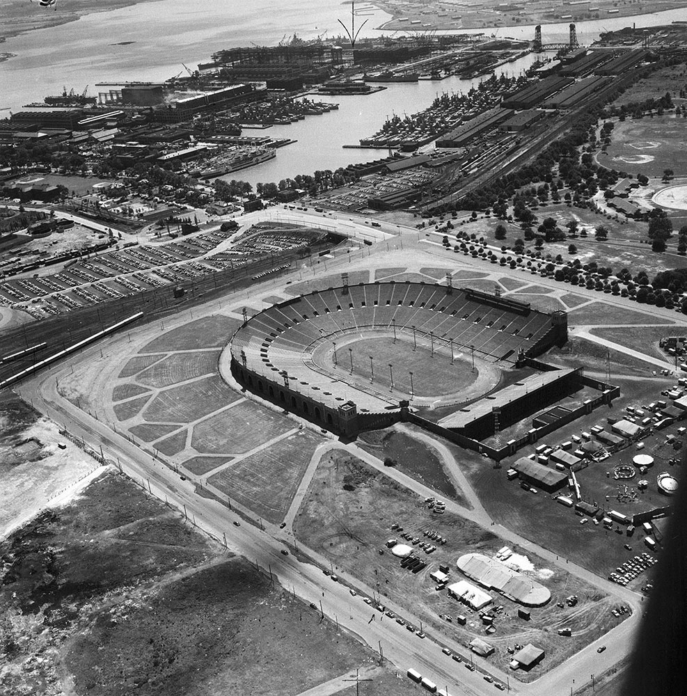 Aerials municipal stadium portion of naval base