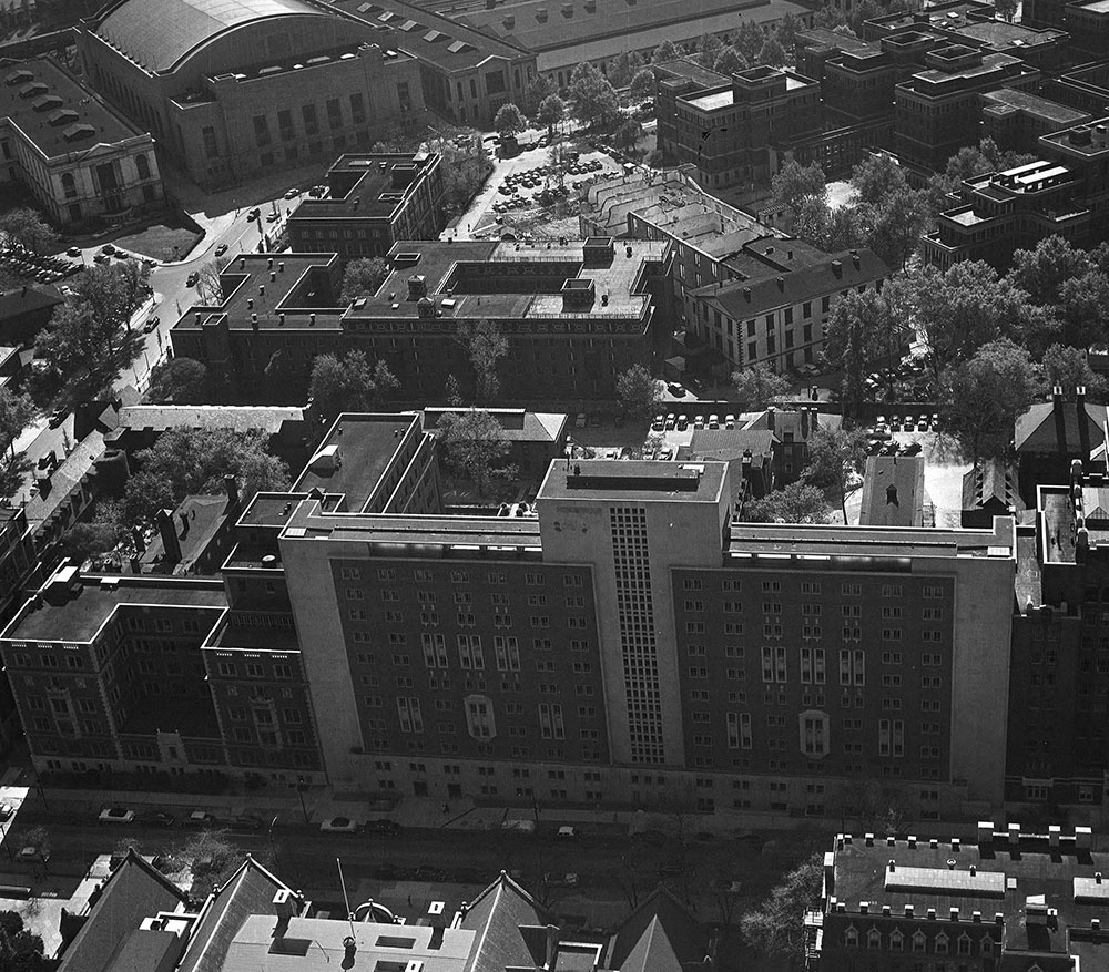 Aerials views gates pavillion at University of Penna