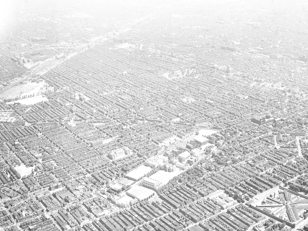 Aerials views Brewerytown area of north Philadelphia