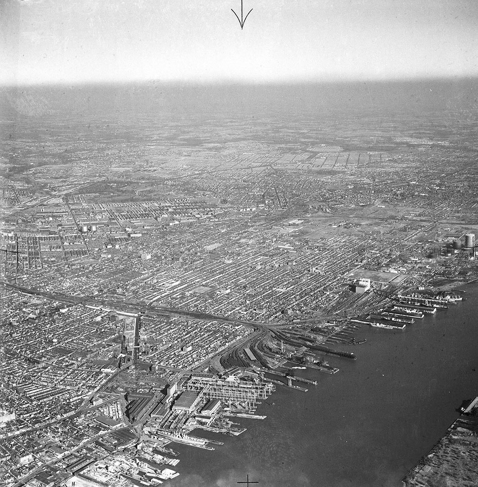 Aerial View, Cramp shipyard and Port Richmond area