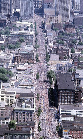Aerial view [Parade on Broad Street South of City Hall]