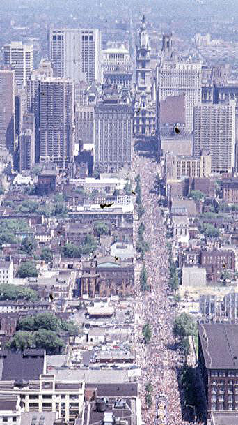 Aerial view [Parade on Broad Street South of City Hall]