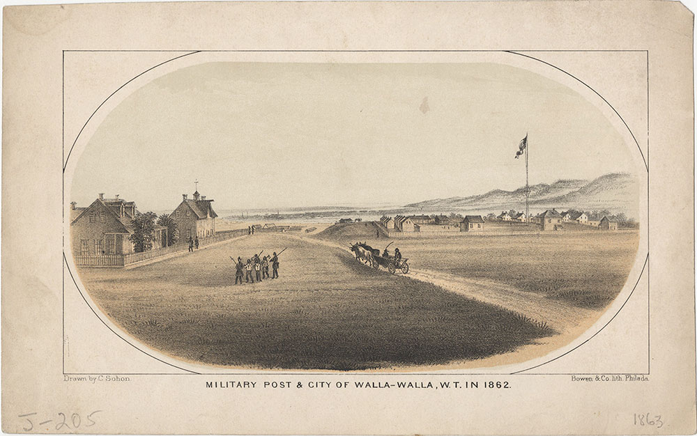 Military Post & City of Walla-Walla, W.T. in 1862