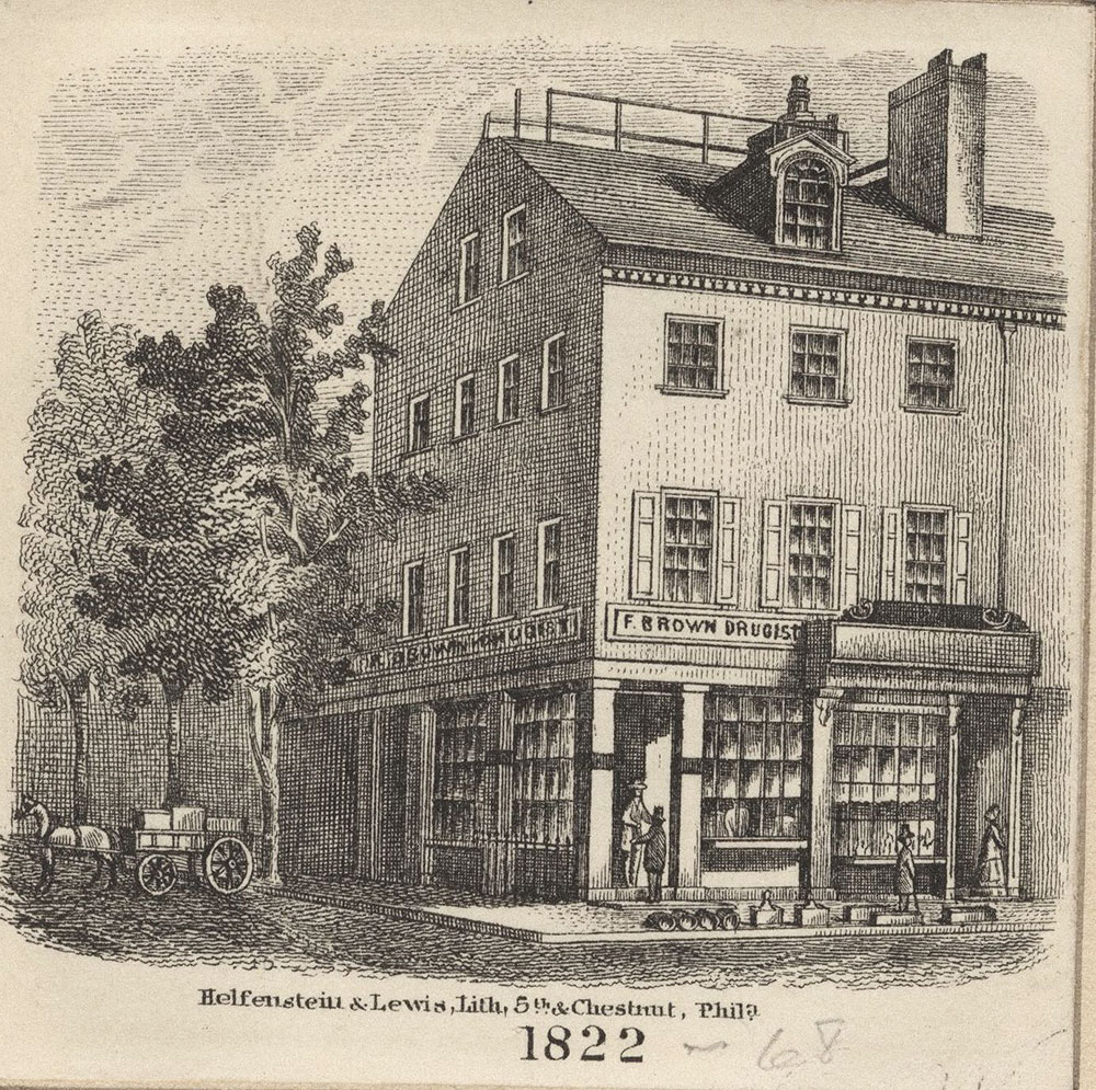 [F. Brown druggist, storefront] 1822. [graphic].