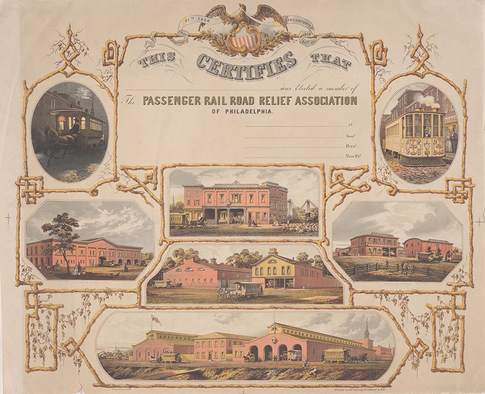Passenger Railroad Relief Association of Philadelphia [certificate] [graphic] / J. Queen, des. & lith.