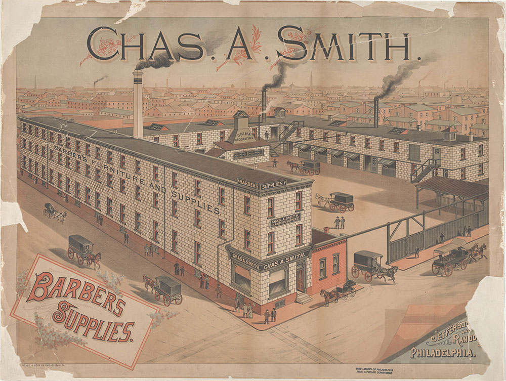 Chas. A. Smith. Barbers supplies. Jefferson and Randolph [Streets] Philadelphia. [graphic].